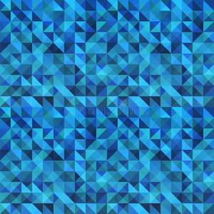 蓝色无缝三角形抽象图案。