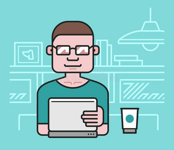 人在电脑前图片