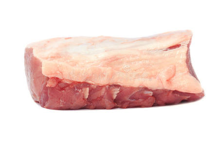 新鲜生猪肉，白色背景下分离。