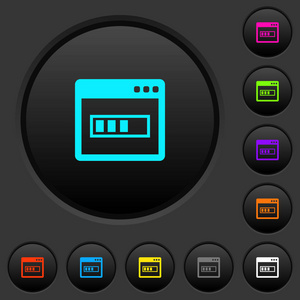 应用程序安装带有深灰色背景生动颜色图标的暗推按钮