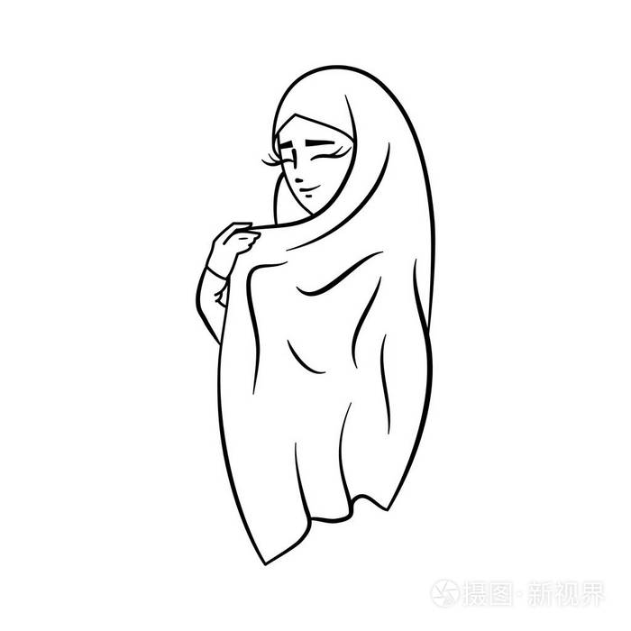 戴头巾的女人.插画-正版商用图片12p995-摄图新视界