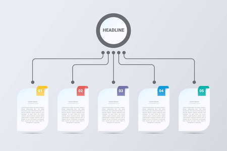 五步信息图形。矢量业务模板进行展示和培训..