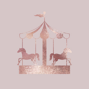 玫瑰金亮片旋转木马. 玫瑰金. 设计的优雅矢量插图照片