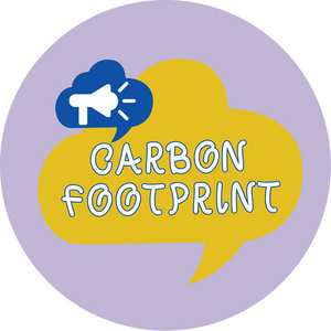 文字书写碳足迹。关于二氧化碳排放量的商业概念活动的气氛结果