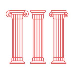 希腊和罗马柱。 轮廓矢量支柱插图。 建筑希腊柱图标
