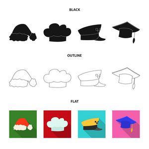 帽子和帽子符号的矢量设计。网站头饰和附件股票符号的收集