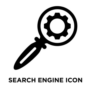 搜索引擎图标矢量隔离在白色背景上的标志概念，搜索引擎标志在透明背景上填充黑色符号