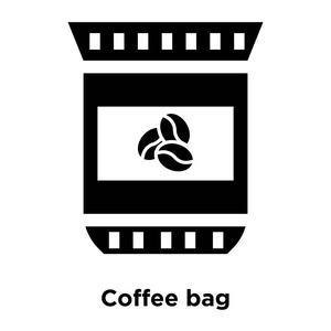 咖啡袋图标矢量隔离在白色背景标志概念咖啡袋标志在透明背景填充黑色符号