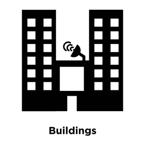 建筑物图标矢量隔离在白色背景标志概念建筑标志上透明背景填充黑色符号