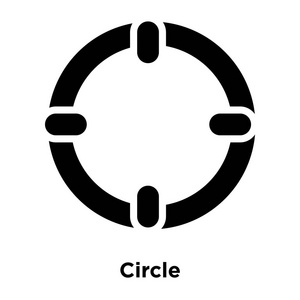 圆形图标矢量隔离在白色背景上的标志概念，圆圈标志在透明背景上填充黑色符号