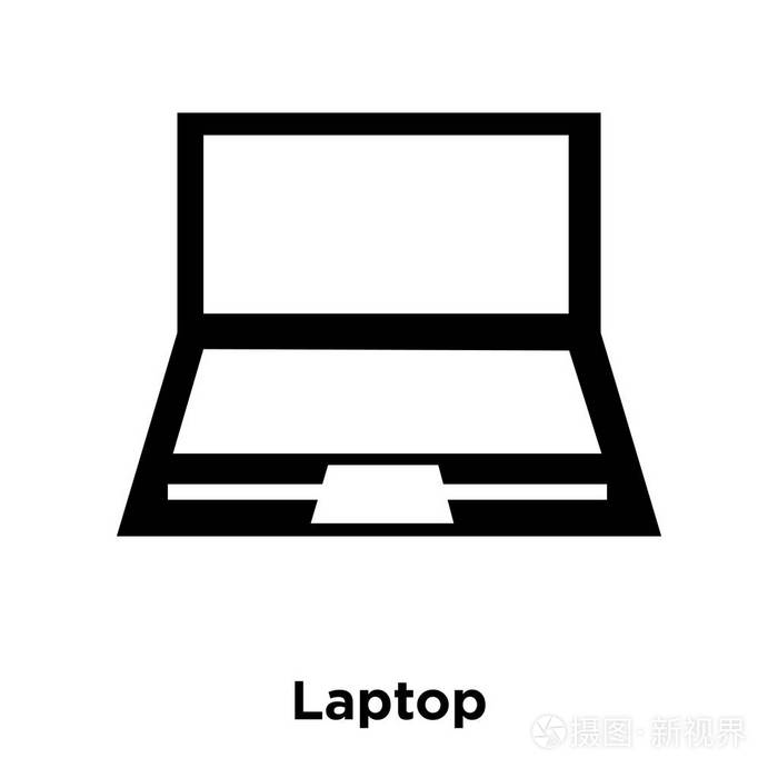 矢量隔离在白色背景标志概念笔记本电脑标志在透明背景填充黑色符号