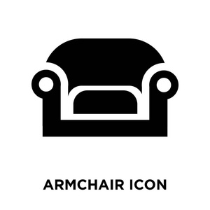 扶手椅图标矢量隔离在白色背景标志概念扶手椅标志在透明背景填充黑色符号