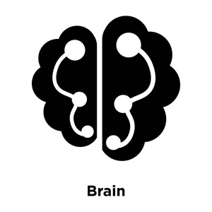 脑图标矢量分离在白色背景上的标志概念，脑标志在透明背景上填充黑色符号