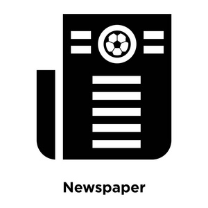 报纸图标矢量隔离在白色背景上的标志概念，报纸标志在透明背景上填充黑色符号