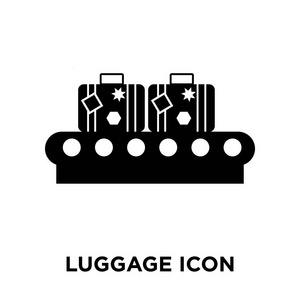 行李图标矢量隔离在白色背景标志概念上，行李标志在透明背景上填充黑色符号