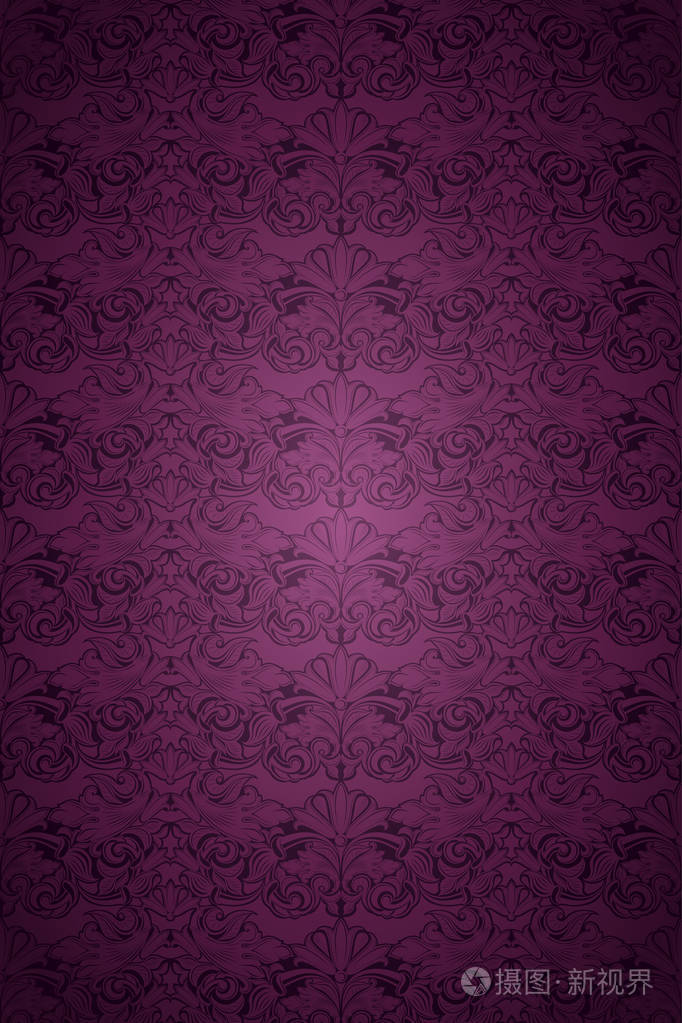紫罗兰玛萨拉紫色复古背景皇家与经典巴洛克模式洛可可与暗边背景(卡