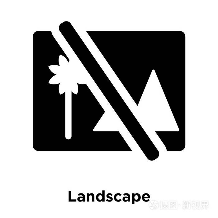 在白色背景上隔离的景观图标矢量标志概念，在透明背景上填充黑色符号