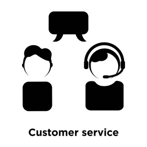 客户服务图标矢量隔离在白色背景标志概念上，客户服务标志在透明背景上填充黑色符号