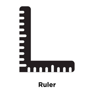 标尺图标矢量隔离在白色背景标志概念标尺标志在透明背景上填充黑色符号