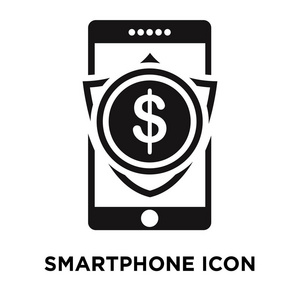 智能手机图标矢量隔离在白色背景标志概念智能手机标志上透明背景填充黑色符号