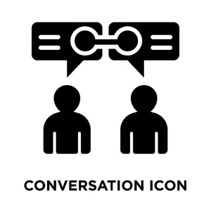 对话图标矢量隔离在白色背景标志概念上，对话标志在透明背景上填充黑色符号