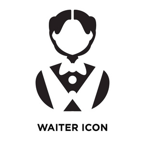 服务员图标矢量隔离在白色背景标志概念上,服务员标志在透明背景上