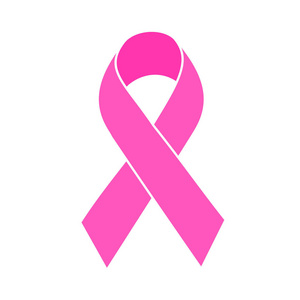 粉红色丝带符号。 乳腺癌宣传月活动。 图标设计。 在白色背景上隔离的矢量插图。