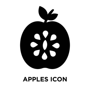 苹果图标矢量隔离在白色背景上，标志苹果概念在透明背景上，填充黑色符号