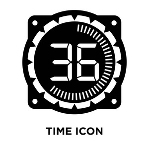 在白色背景上隔离的时间图标矢量，在透明背景上标识时间标志的概念，填充黑色符号