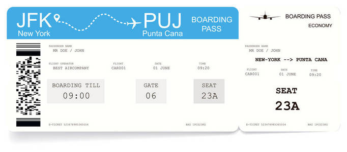 航空公司登机证或飞机票图片