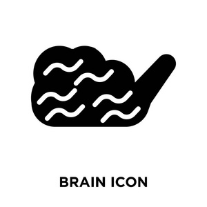 白色背景上分离的脑图标矢量，透明背景上大脑标志的标识概念，填充黑色符号