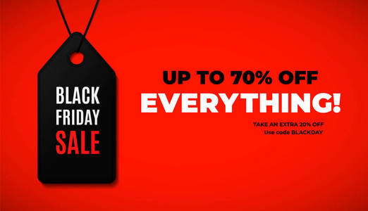 黑色星期五销售网页横幅设计与现代黑色和红色