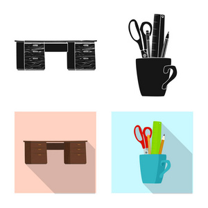 家具和工作标识的矢量插图。网站家具和家庭股票符号的收集