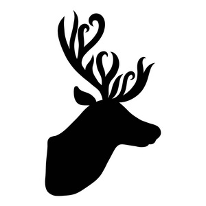 图标长角的动物一只长着美丽角鹿的黑色轮廓照片