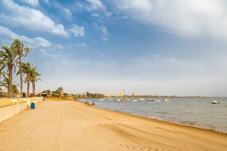  one of the tourist beaches of the Mar Menor, Cartagena, Region 