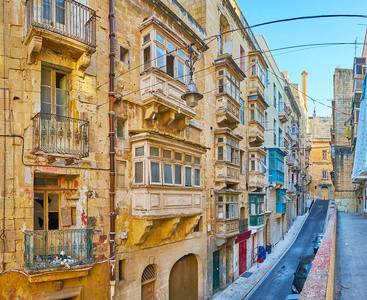 s street wait for restoration, Valletta, Malta.