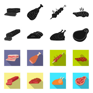肉类和火腿图标的矢量设计。收集肉类和烹饪股票符号的网站