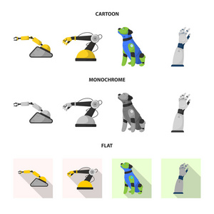 机器人和工厂符号的矢量说明。机器人与空间股票矢量图集