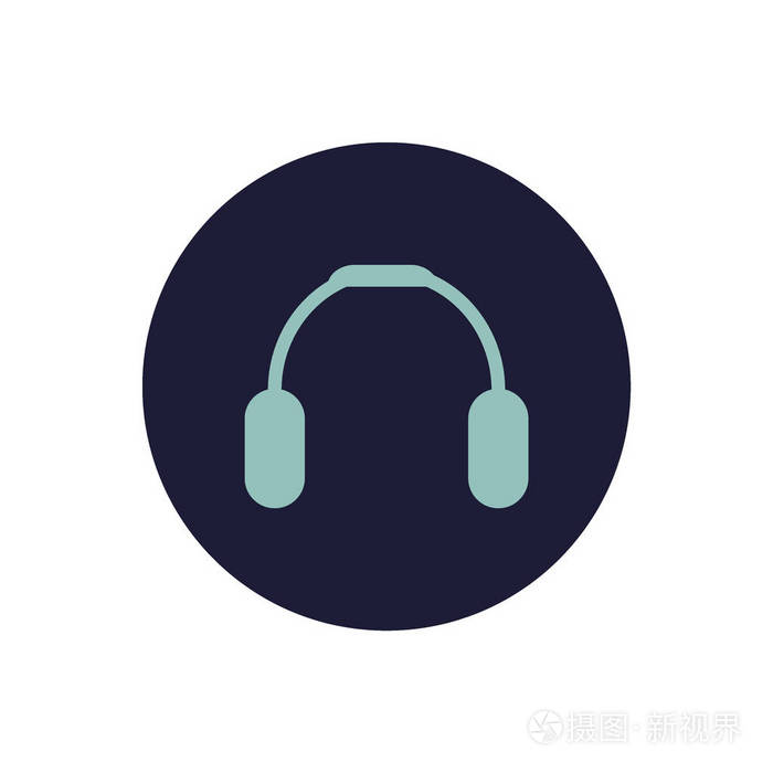 耳机平面图标矢量插图