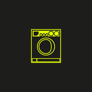 洗衣机平面图标，矢量，插图