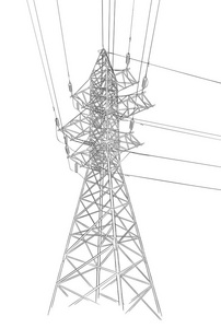 白色电塔手绘素描