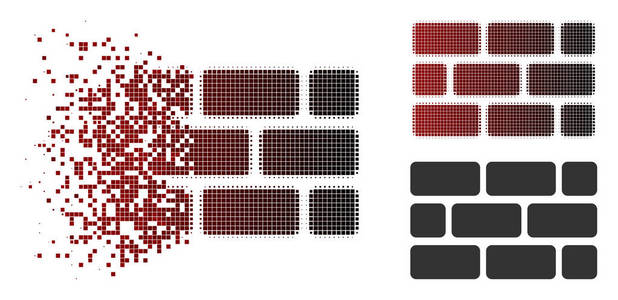 破坏点半色调砖墙图标