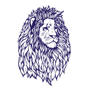 狮子墨水画的插图