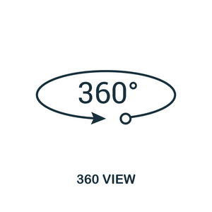 360查看图标。单色风格设计从视觉设备图标集合。Ui。像素完美简单的象形文字360视图图标。网页设计应用软件打印使用