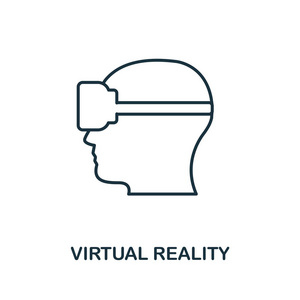 虚拟现实图标。单色风格设计从视觉设备图标集合。Ui。像素完美简单的象形文字虚拟现实图标。网页设计应用软件打印使用