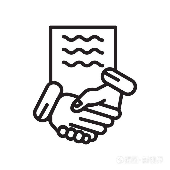 在白色背景,合同符号上隔离的合同图标向量插画-正版商用图片12qf1o