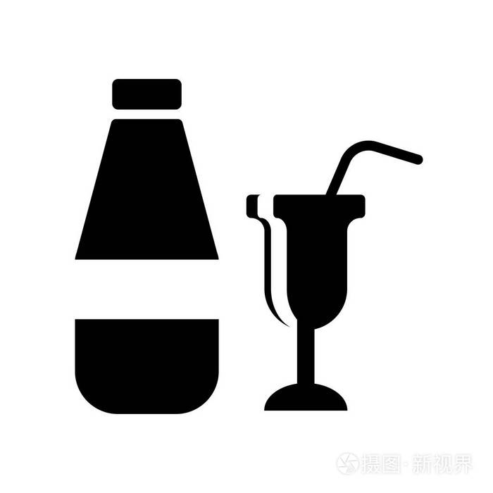 白色背景饮料透明标志食品符号隔离的饮料图标矢量