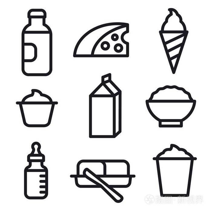 奶制品图标设置插画-正版商用图片12qffa-摄图新视界