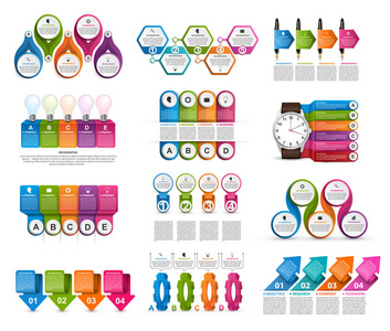收集信息图表。 设计元素。 用于商业演示或信息横幅的信息图表。