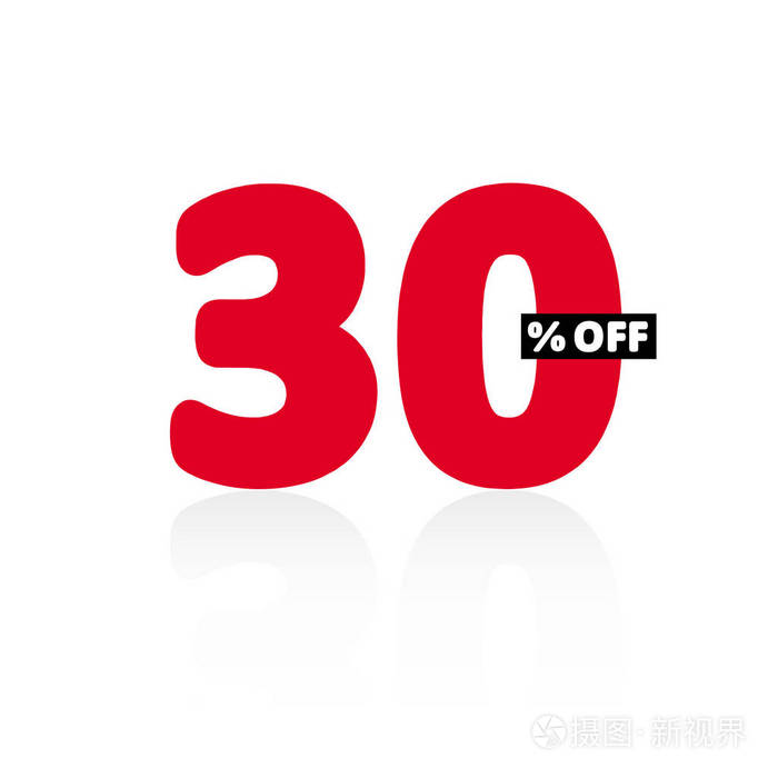 七折优惠. 简单的销售矢量插图. 折扣报价图形. 红色数字. 白色背景.
